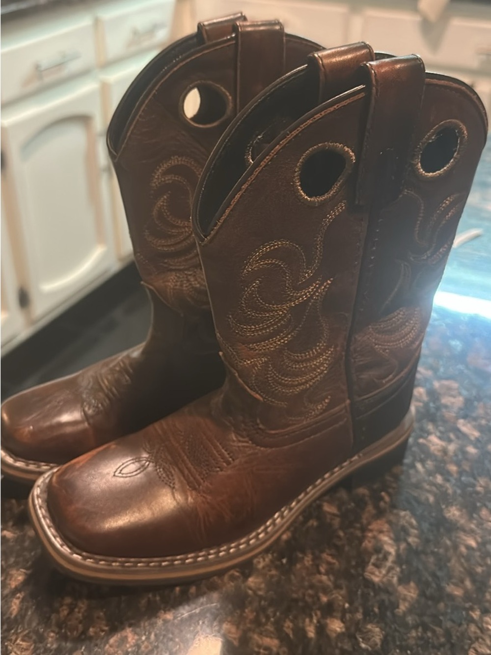 Kids Brown Western Pull-On Cowboy Boots